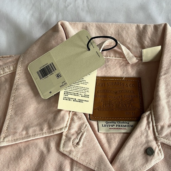 Levis Womens Tailored 90s Trucker Jean Jacket in Pink Mauve NEW - Picture 10 of 12